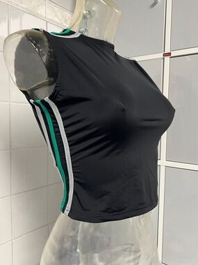 Matte Spandex Cheer & Dance Shell M NWOT Black/Green/Silver